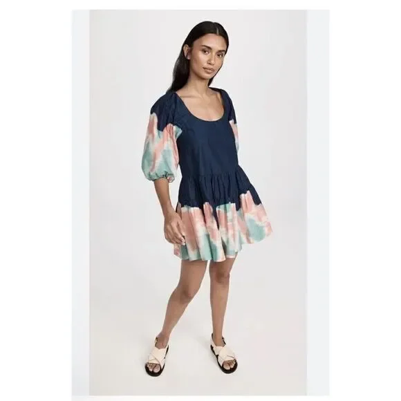 Jonathan Simkhai Standard Midnight Multi Dip Dye Cotton Mini Dress Sz L NWT $375 - Picture 4 of 11